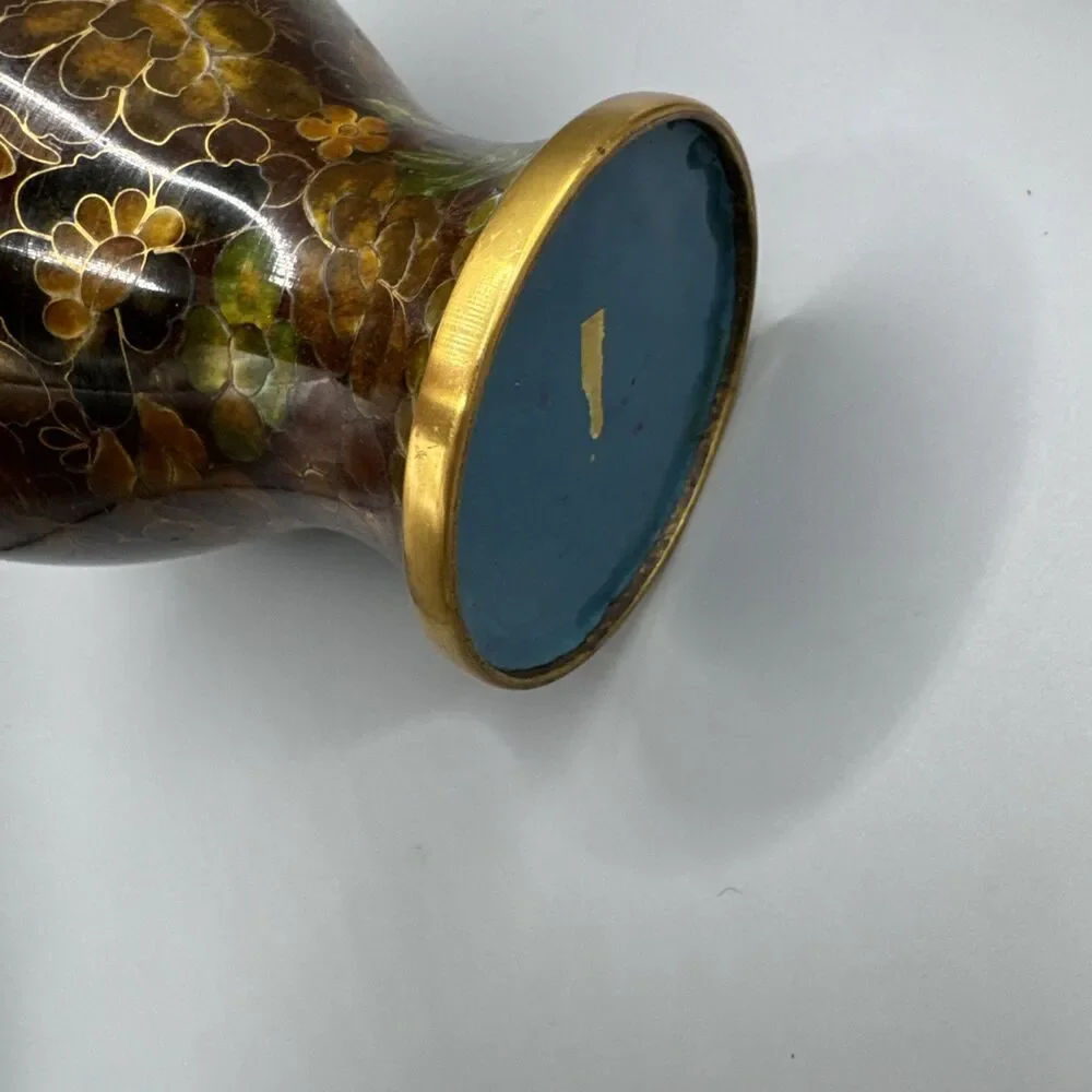 Elegant 8.5” VNT Chinese Thousand Flower Millefleur Cloisonne Brass Ginger Jar